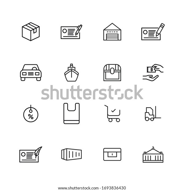 commerce line icons set.\
Stroke vector elements for trendy design. Simple pictograms for\
mobile concept and web apps. Vector line icons isolated on a white\
background. 