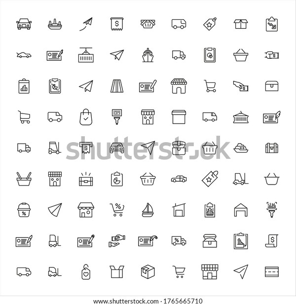 commerce line icons set.
Stroke vector elements for trendy design. Simple pictograms for
mobile concept and web apps. Vector line icons isolated on a white
background. 