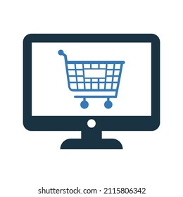 Comercio, en línea, icono de compra. Diseño vectorial simple editable aislado en un fondo blanco.