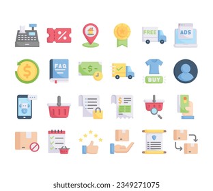 Commerce, Online Shopping Vector Icons Set