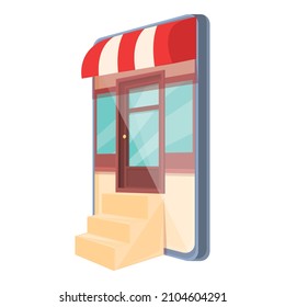 Commerce online store icon cartoon vector. Shop sale. Card digital