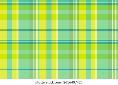 Commerce seamless vector plaid, setting pattern check tartan. Screen textile background texture fabric in green and lime colors palette.