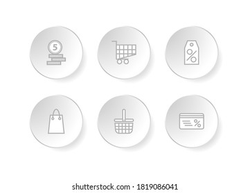 Conjunto de íconos comerciales para empresas. Ilustración aislada del vector monocromático lineal