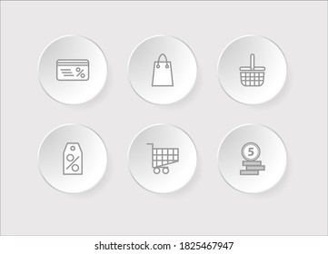 Conjunto de íconos comerciales para empresas. Ilustración aislada del vector monocromático lineal