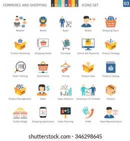 Commerce And Shopping Colorful Icons Set 03