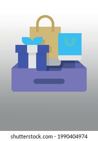 Handels- und Shopping-Icon-Illustration, Farbverlauf-Hintergrund