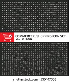 Commerce and shopping icon set, clean vector