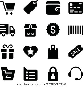 Commerce Shopping Icons Pack Design
