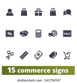 Commerce signs: vector set of shopping, business, delivery icons