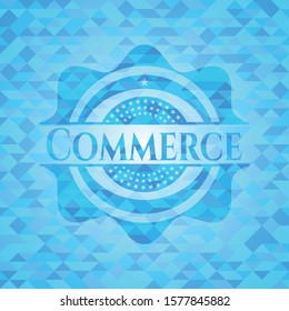 Commerce sky blue emblem. Mosaic background