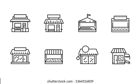 Commerce store front outline vector icon flat