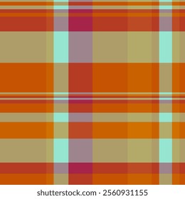 Commerce tartan textile vector, paisley fabric texture background. Grunge pattern seamless check plaid in orange and red colors palette.