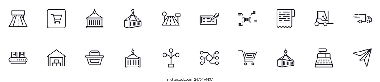 Commerce thin signs collection. Simple linear illustration for stores, shops, banners, design. Editable stroke 