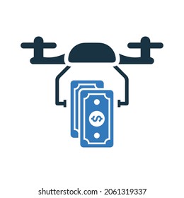 Commerce, trade, flying drone icon. Simple editable vector illustration.
