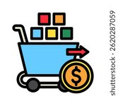 Commerce Trade mini illustration colored outline icon, use for trade wars, economy, business, finance, economic competition, UI, UX kit, app and web development, digital or print.