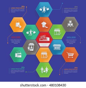 
Commerce,shopping info graphic design,vector