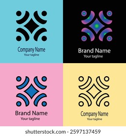 Commercial Abstract Latest Unique Best logo design with different designs of the same shape For business company. Color editable.