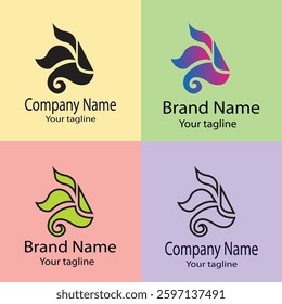 Commercial Abstract Latest Unique Best logo design with different designs of the same shape For business company. Color editable.