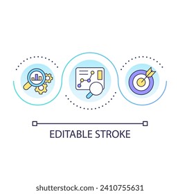 Commercial achievements analytics loop concept icon. Business data research. Strategy abstract idea thin line illustration. Isolated outline drawing. Editable stroke. Arial font used