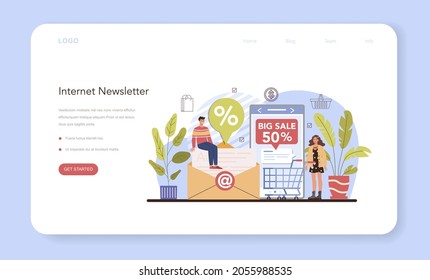 Commercial Activities Process Web Banner Or Landing Page. Promotional Email. Discount And Loyalty Program. Marketing Program Development For Client Retention. Flat Vector Illustration