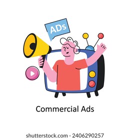 Ilustración de diseño de contorno de vectores de anuncios comerciales. Símbolo del archivo EPS 10 de fondo blanco 