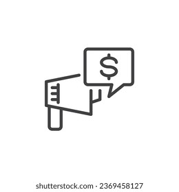 Commercial advertisement line icon. linear style sign for mobile concept and web design. Promotion and advertisement outline vector icon. Symbol, logo illustration. Vector graphics