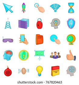 Commercial advertising icons set. Cartoon set of 25 commercial advertising vector icons for web isolated on white background