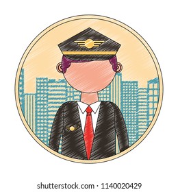 commercial air pilot portrait character city