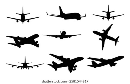 Commercial Aircraft Silhouettes vector  design 