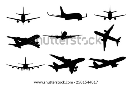 Commercial Aircraft Silhouettes vector  design 