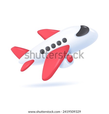 Commercial aircraft taking off. simple 3d elements For airlines on international travel summer travel concept. 3D vector Illustration.