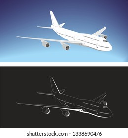 Commercial airplane flying. Illustration