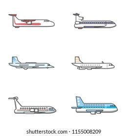 Commercial airplane icon flying view from side