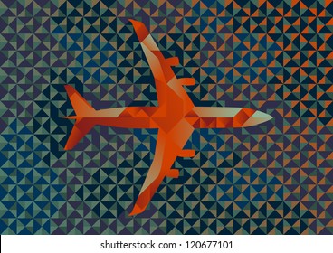 Commercial Airplane Illustration of Interlocking Geometric Shapes