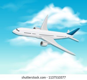 A commercial airplane on sky illustration