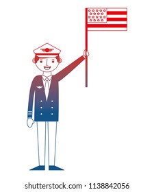 commercial airplane pilot holding american flag labor day