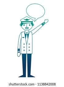 commercial airplane pilot in uniform speech bubble