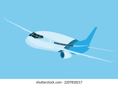 vector de avión comercial en color de gradiente azul