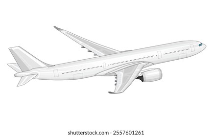 Commercial Airplane Vector on White Background.