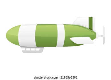 Commercial airship green color rigid airship vector illustration isolated on white background