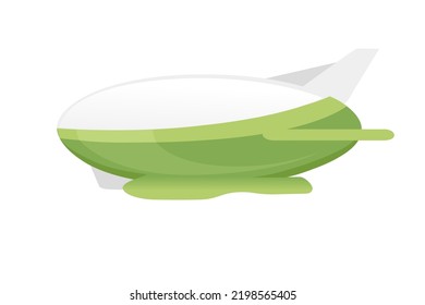 Commercial Airship Green Color Rigid Airship Vector Illustration Isolated On White Background