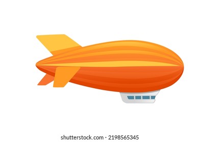 Commercial airship orange color rigid airship vector illustration isolated on white background