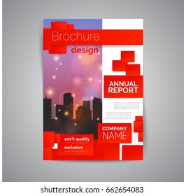 Commercial annual report template. Modern flyer with geometric shapes. Abstract business brochure.