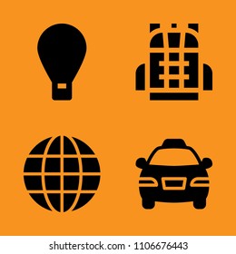 commercial, backpack, flat and orange icons set. Vector illustration for web and design