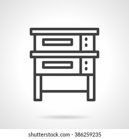 Commercial baking oven for restaurants or bakery shop. Kitchen equipment. Simple black line vector icon. Single element for web design, mobile app.