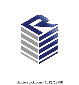 Commercial Block Stacks Initial R Lettermark