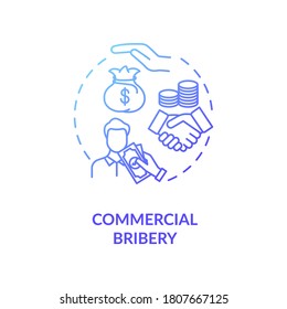 Icono de concepto de soborno comercial. Crimen corporativo común. La corrupción en los negocios y la idea del gobierno es una delgada ilustración. Dibujo de color RGB con contorno aislado de vectores