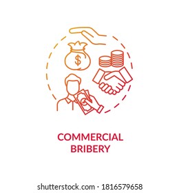 Commercial bribery concept icon. Common corporate crime. Money handshake. Corruption in business and government idea thin line illustration. Vector isolated outline RGB color drawing