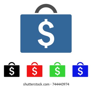 Commercial Briefcase icon. Vector illustration style is a flat iconic commercial briefcase symbol with black, red, green, blue color variants. Designed for web and software interfaces.