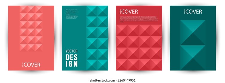 Commercial brochure cover layout bundle vector design. Modernism style simple title page layout bundle vector. Tile geometric shapes texture vertical cover design